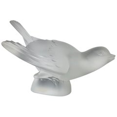 Lalique Crystal Sparrow Bird Sculpture Paperweight, France