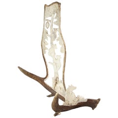 Carved Moose Antler with Mother Bear and Cubs
