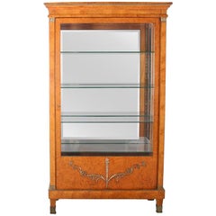 Antique French Empire-Style Amboyna Vitrine China Cabinet from Paris. 