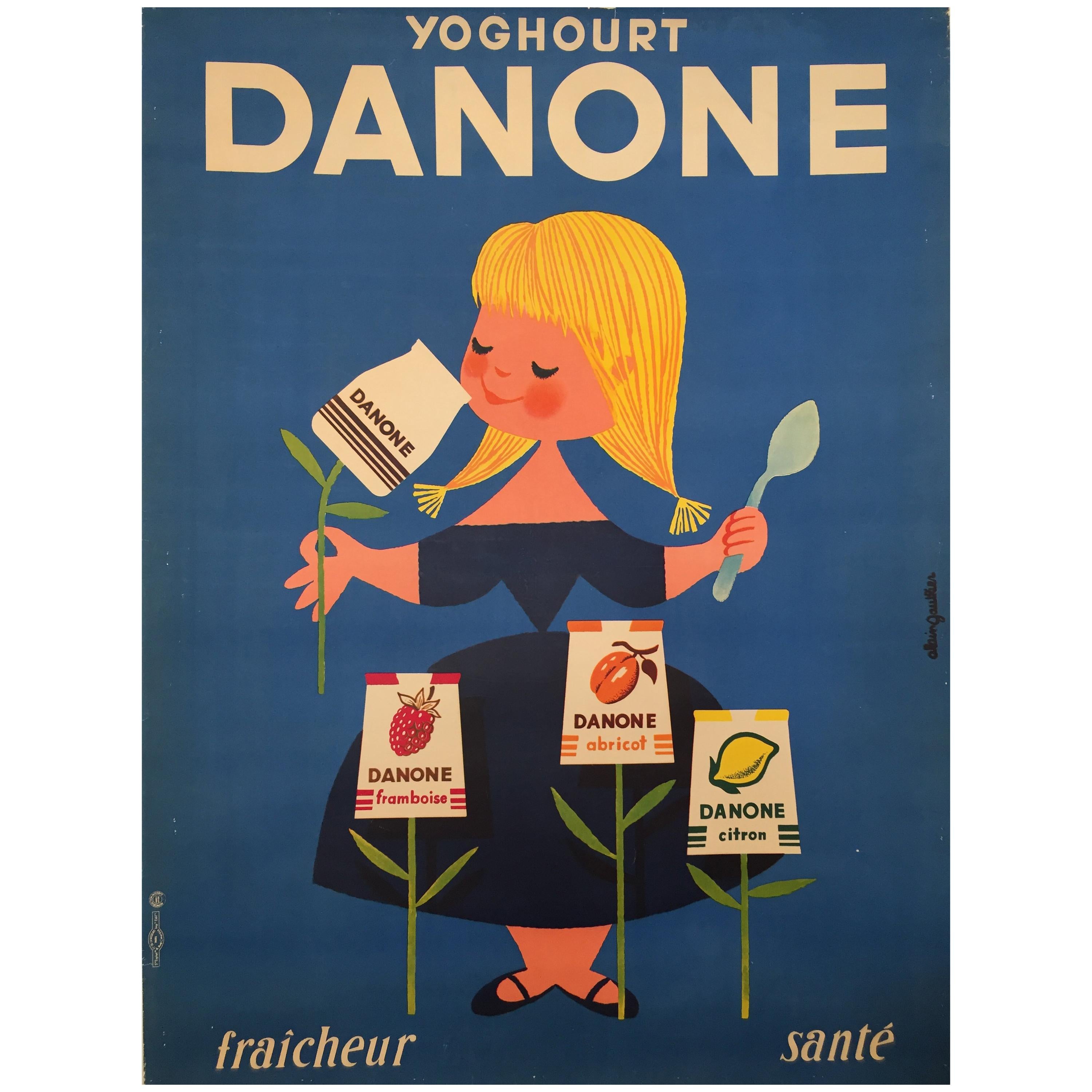 Original Vintage 1950s Advertising Poster for Dairy Product, 'Danone'