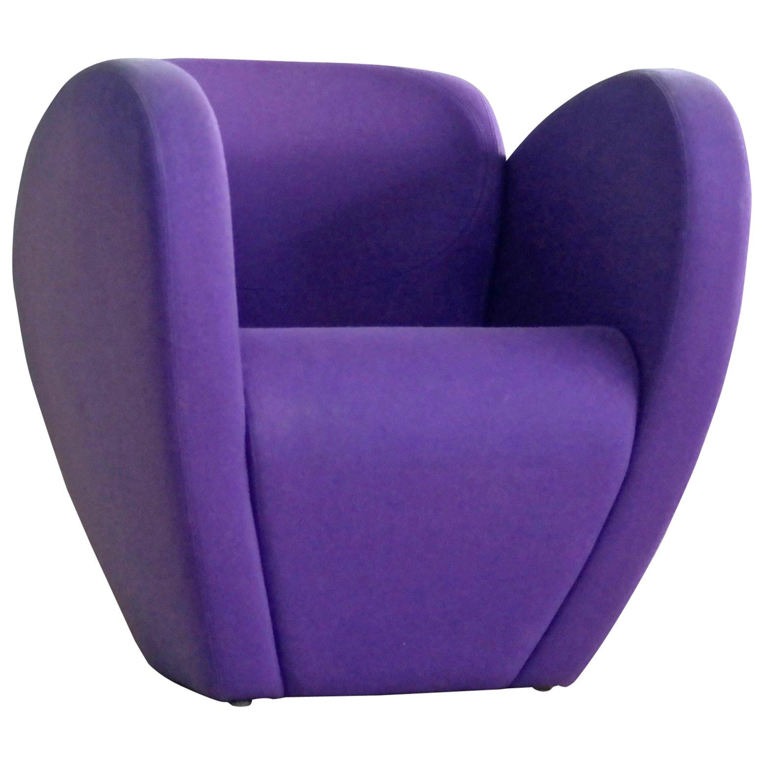 Ron Arad Lounge Chair Model in Purple Wool for Moroso, Italy