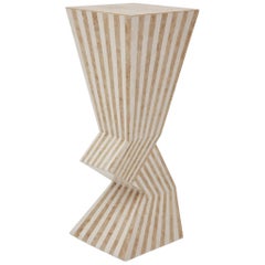 Postmodern Zig Zag Striped Tessellated Stone Pedestal, 1990s