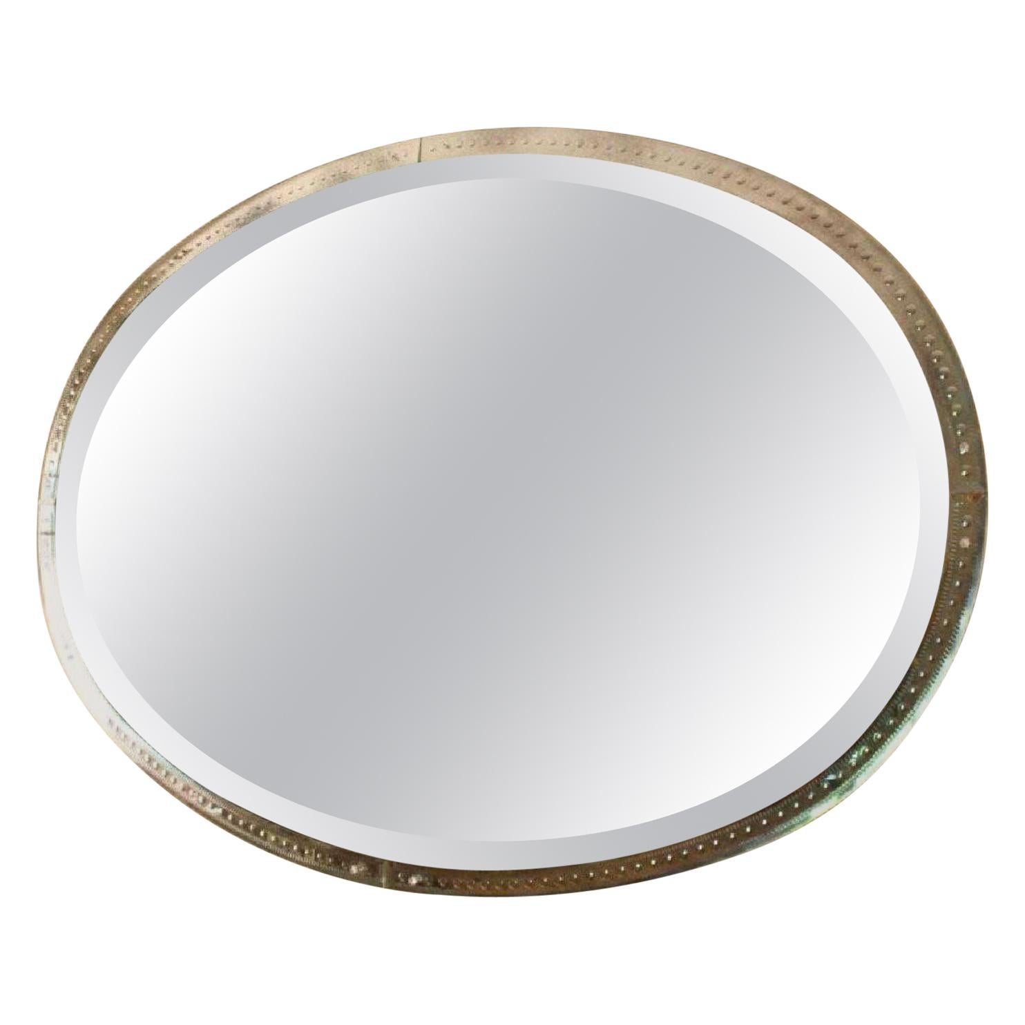 Wonderful Mid-Century Modern Lorin Marsh Large Oval Dots Beveled Venetian Mirror