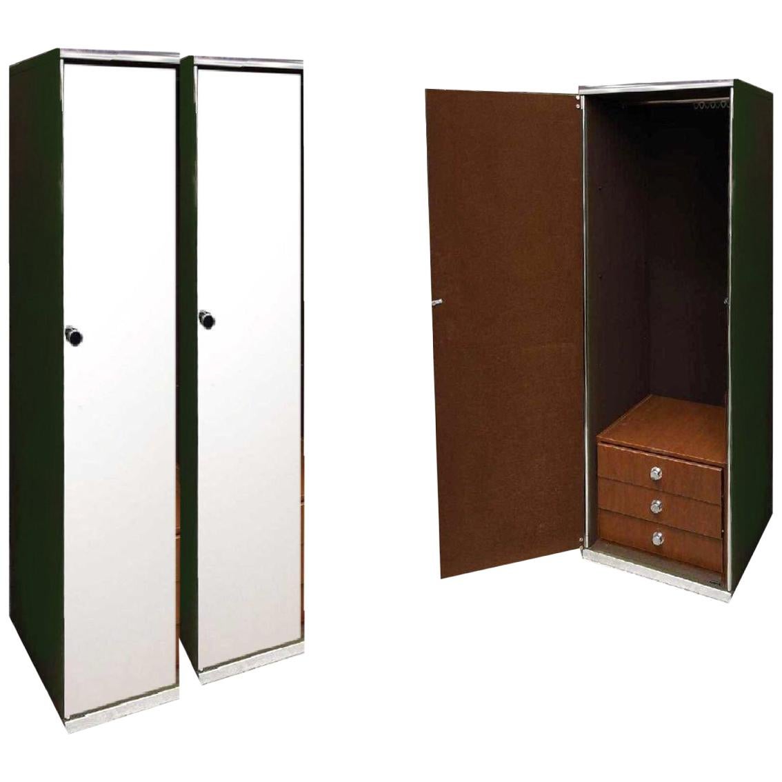 Guido Faleschini, I4 Mariani for Pace & Hermès Mirrored Wardrobe Cabinet Green
