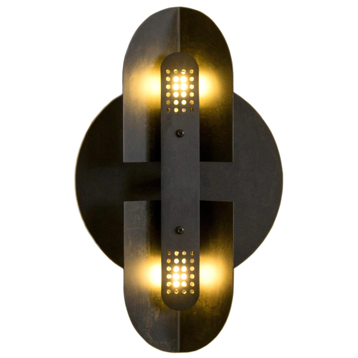 Fold Sconce in Perforated Black Patina by Simon Johns