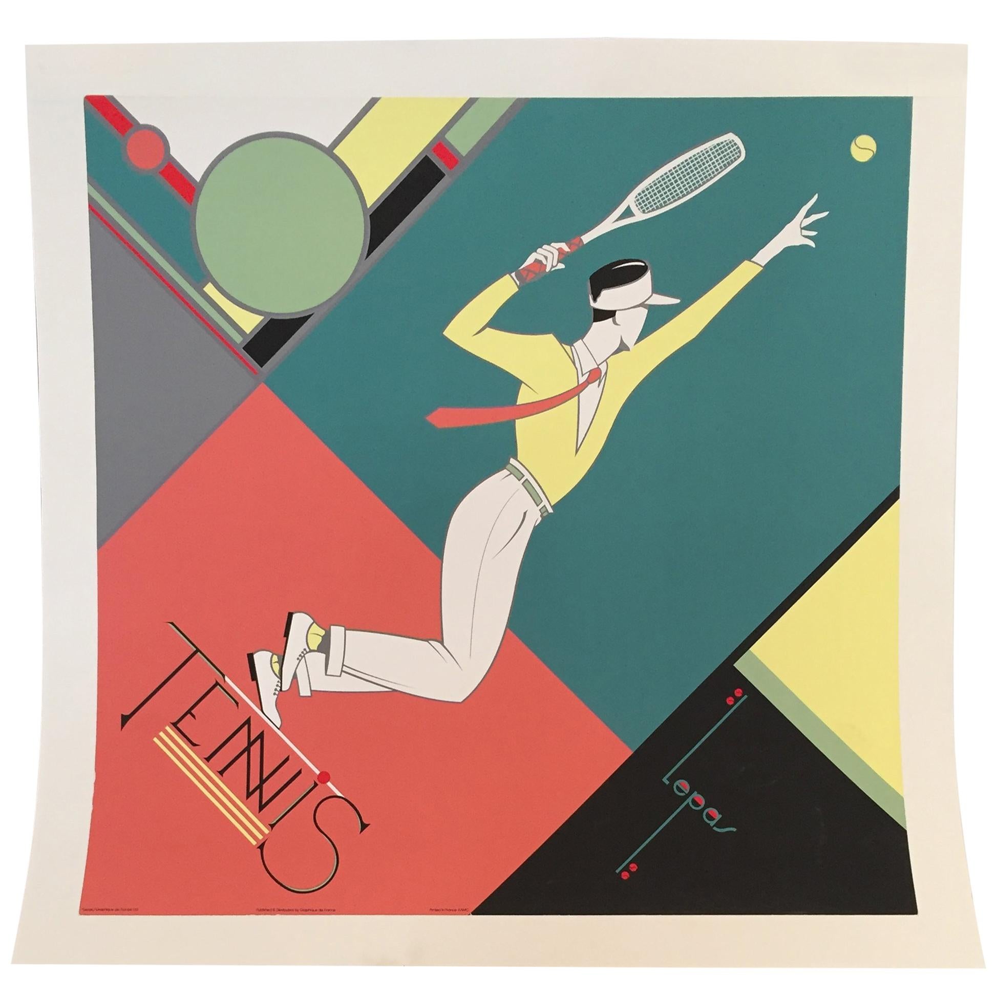 Französisches Sportplakat „Tennis“ von Charles Lepas