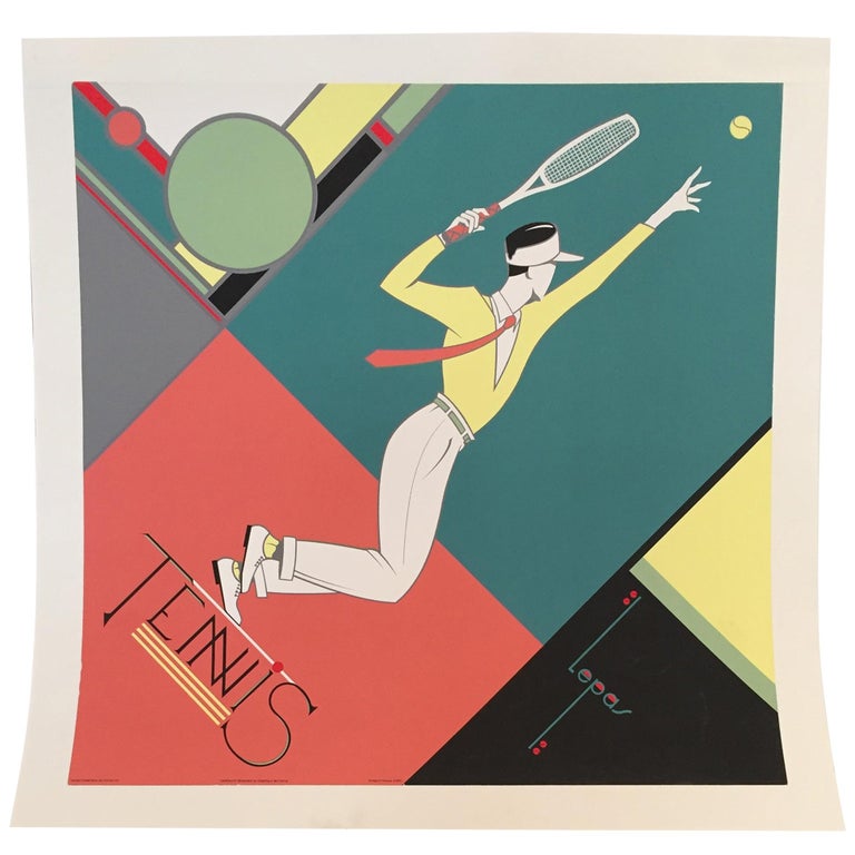 French Sport Poster 'Tennis' by Charles Lepas For Sale