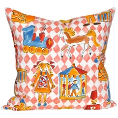 Vintage Nursery Designer's Guild English Fabric Pillow Toys Irish Linen Cushion (Coussin en lin irlandais)