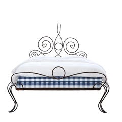 French Midcentury Custom Wrought Iron Bed Frame, Full Artisanal Bespoke Vintage