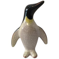 Karlsruhe Majolika Ceramic Penguin by Walter Bosse from 1960's