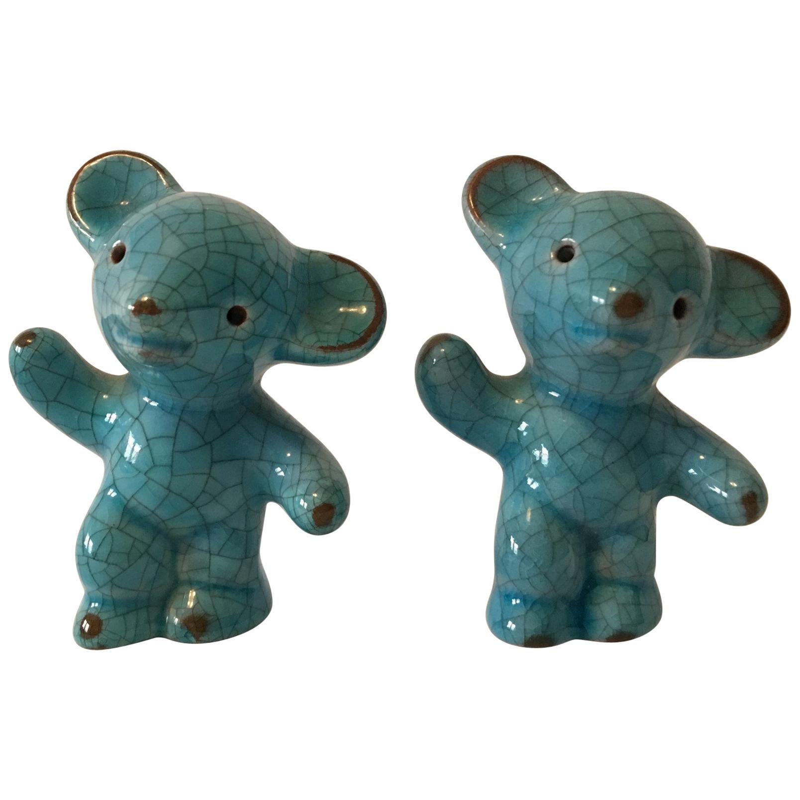 Two Karlsruhe Majolika Ceramic Bears by Walter Bosse For Sale
