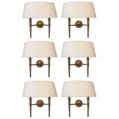 Elegante juego de 6 candelabros de latón del Hotel Prince De Galles, 1940
