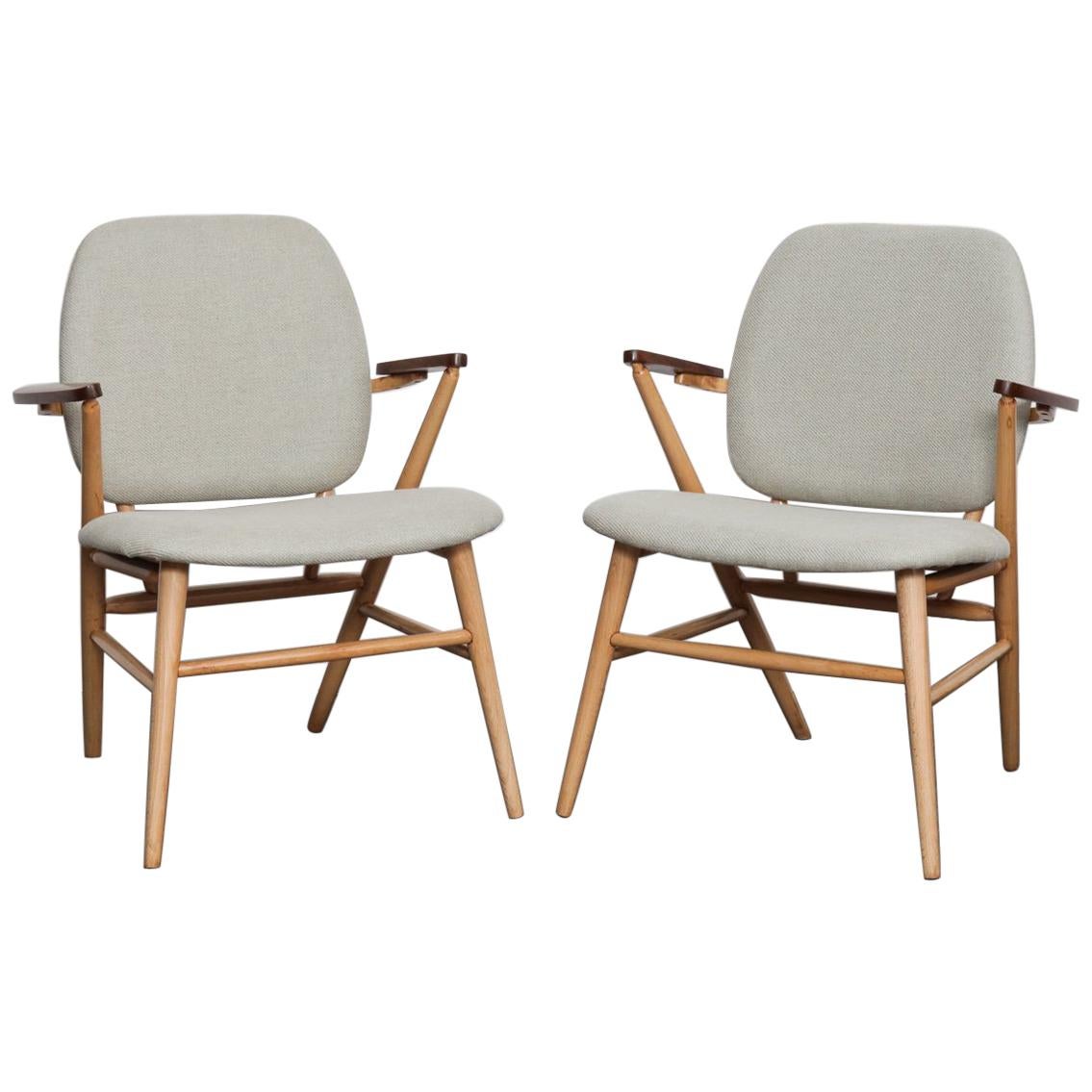 Swedish, 1950s Beech and Teak Side Chairs