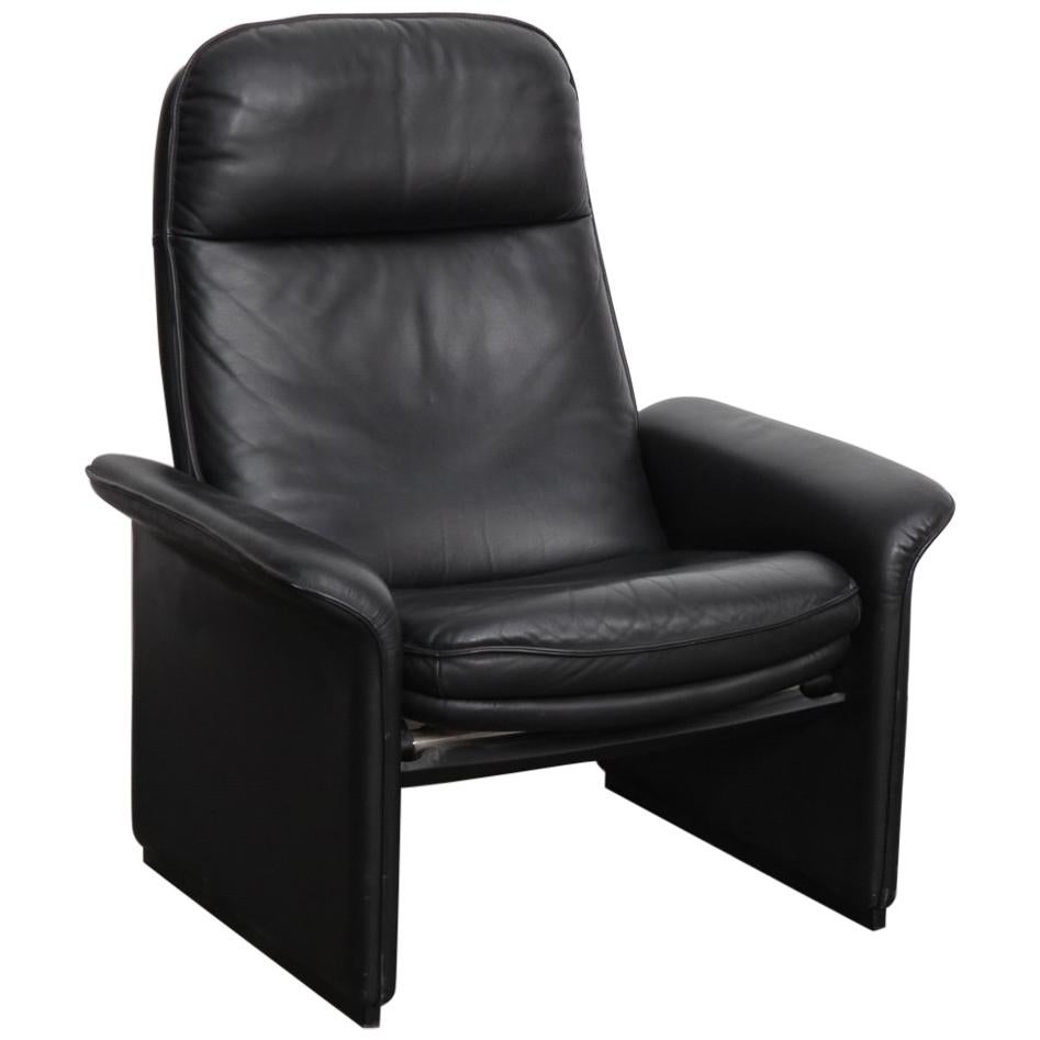 De Sede Black Leather Reclining DS50 Lounge Chair, Switzerland, 1970s