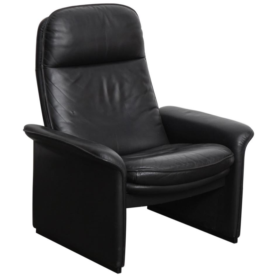 De Sede Black Leather Reclining DS50 Lounge Chair, Switzerland, 1970s