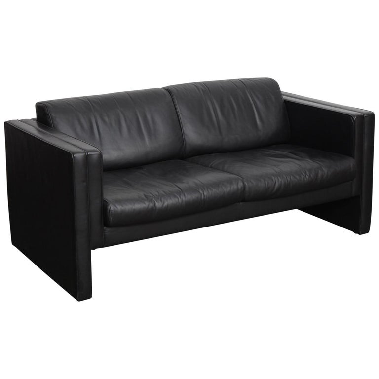 Walter Knoll Studio Line Series black leather sofa designed by Jürgen