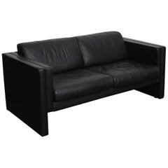 Walter Knoll Studio Line Series Black Leather Sofa Designed by Jürgen Lange