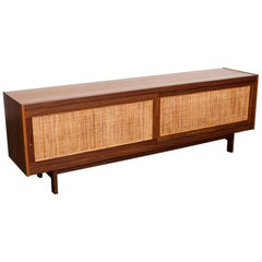 English 1960s Teak and Afromosia Trimmed Sideboard with Cane Doors