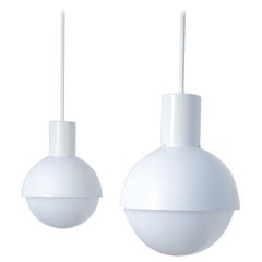 Pair of White Pendant Lamps of the 1970s