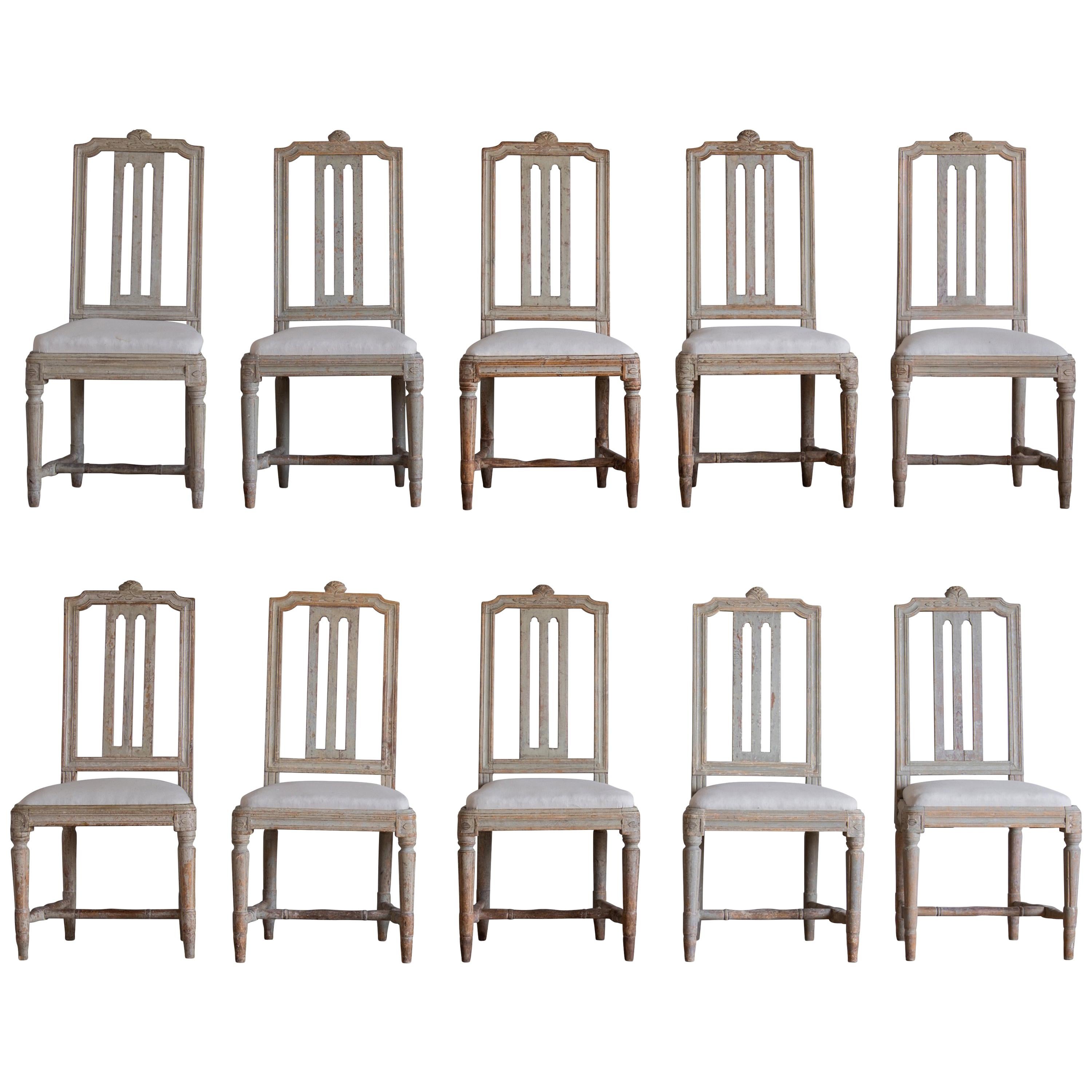Set of Ten 18th Century Gustavian Dinning Room Chairs