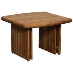 Solid Oak Rounded Corner Square Top California Modern Coffee Table, 1970s
