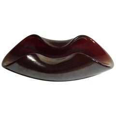 Italy 1960 Mid-Century Modern Rubin Color Blown Paste Glass Bowl