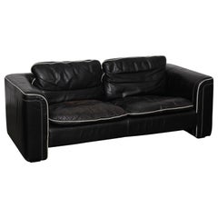 De Sede 1980s Black Leather 2-Seat Sofa