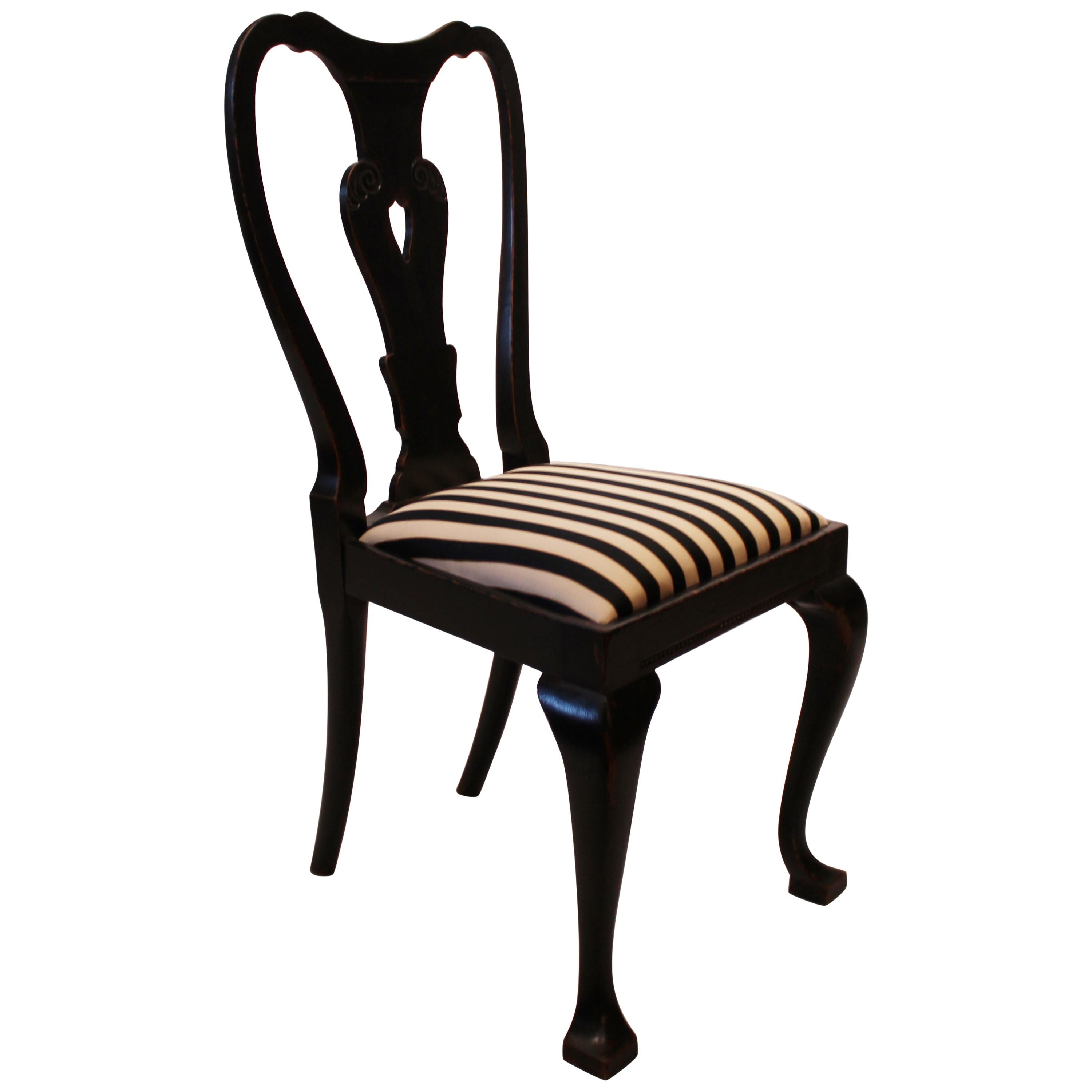 Black Painted Dining Chair in the Style of Rococo from the 1860s For Sale