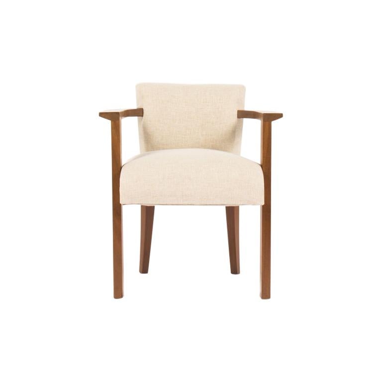 Armchair In Mahogany And Beige Linen Design Art Deco 1930 Im