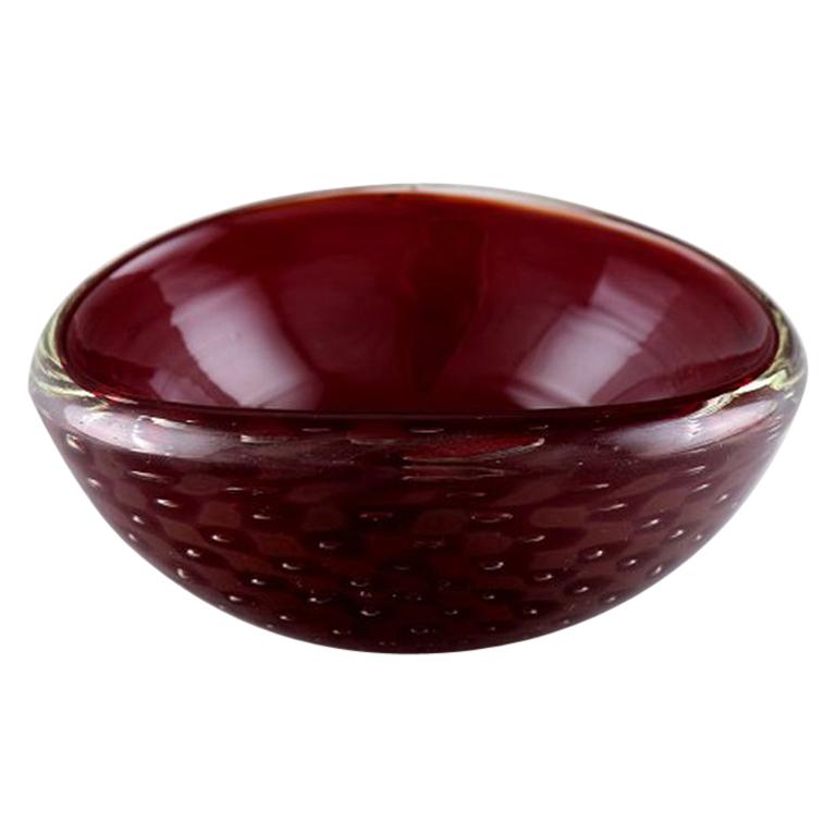Murano, Red Bowl in Mouth Blown Art Glass, 1960s