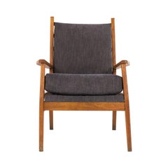 Armchair in Beech and Velvet with Free-Span Mechanism, 1950