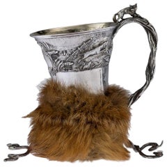Antique Georgian Solid Silver Fox Stirrup Cup, Reily & Storer, circa 1832