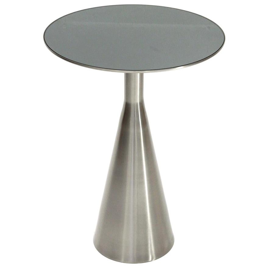 Italian Contemporary Round Coffee Table in Brushed Chrome