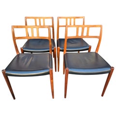 Four Model 79 Dining Chairs by Niels Moller for J.L. Moller with Leather Seats