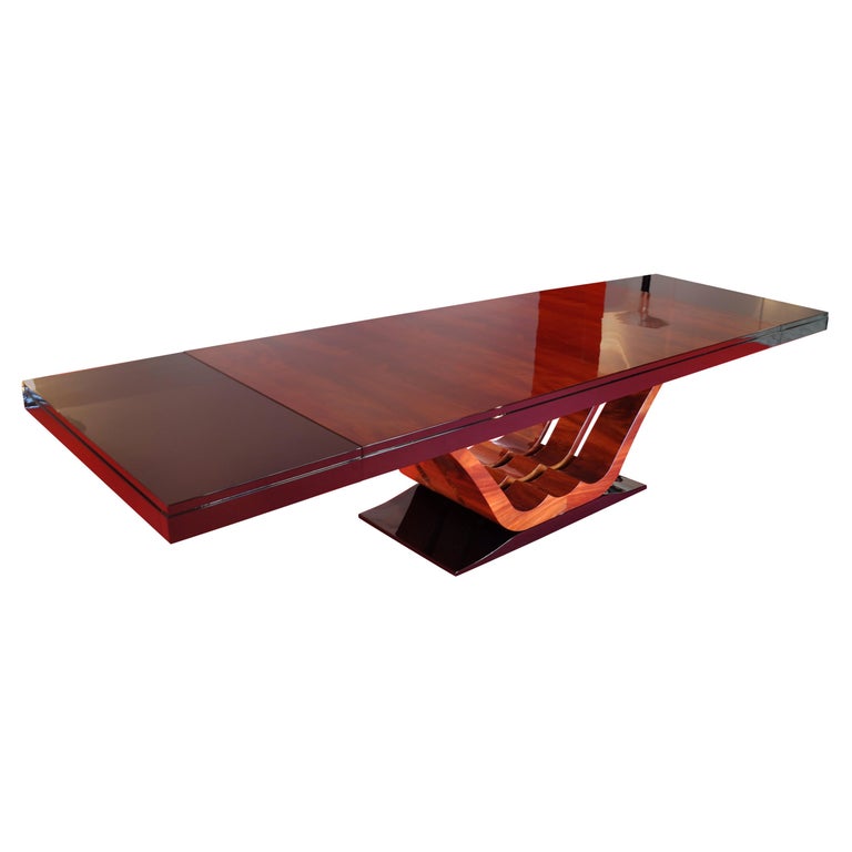 1930s French Art Deco Style Dining Table, Mahogany Veneer 1