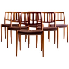 Niels Otto Møller Dining Chairs Set of Six Model 83 JL Møller Møbelfabrik Danish