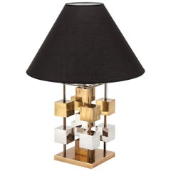 Cubism Table Lamp with Gold and Chrome Finish