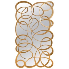 Swirl Gold Mirror with Solid Mahogany Wood