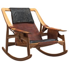 W. Andersag Rocking Chair en teck et cuir d'origine