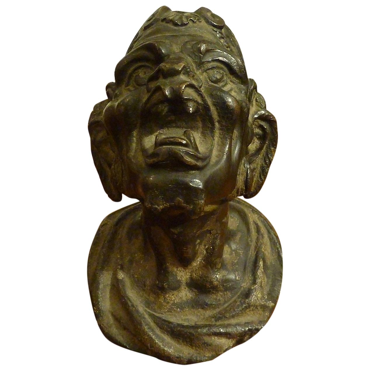 Bronze Patina Dark Knob Depicting Satyr