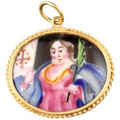 Antique Devotional Pendant, Gold, Enamels, Possibly, 18th Century