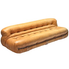 Afra & Tobia Scarpa 'Soriana' Sofa in Cognac Leather