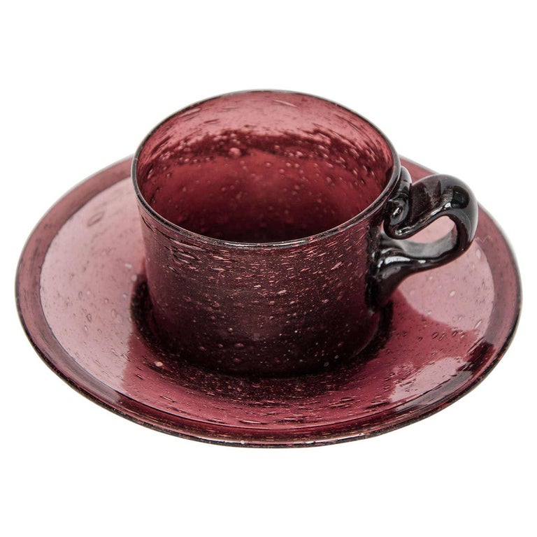 Rare Georgian Amethyst Glass Cup and Saucer Hand-Blown, circa 1800 For Sale  at 1stDibs | hand blown glass cups, amethyst cup, deep firebrick over  obsidian