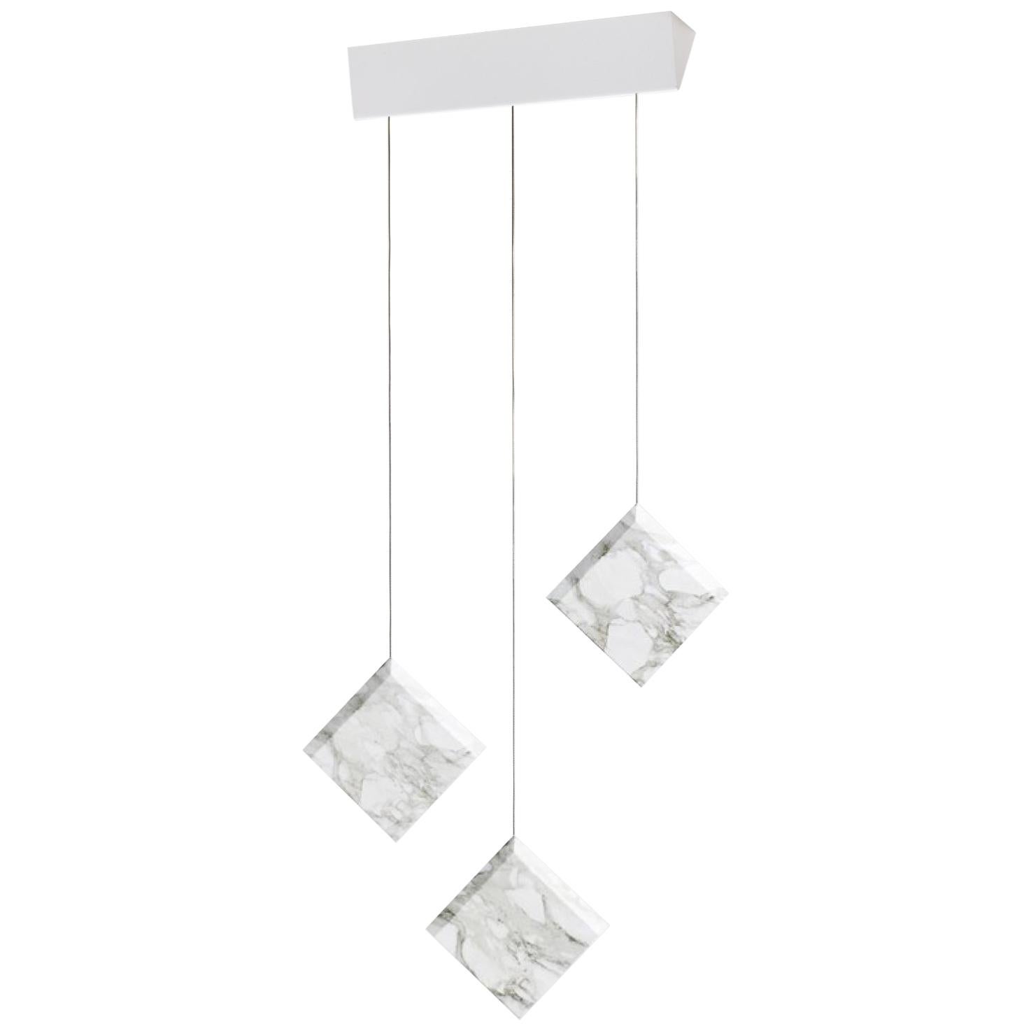 Marble Ceiling lamp "Werner Jr. Carrara" White Mount in Stock For Sale