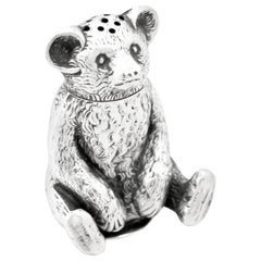 Peneta de oso inglesa eduardiana de plata de ley