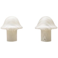 Set of Two Large Glass Mushrooms Lamps by Peill & Putzler, Germany, 1960s
