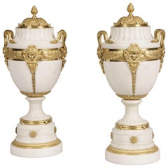 19th Century Pair of Carrara Marble Vases