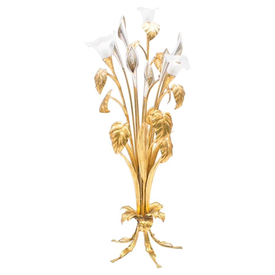 Gilded Floral Floor Lamp by Hans Kögl, Germany, 1970s