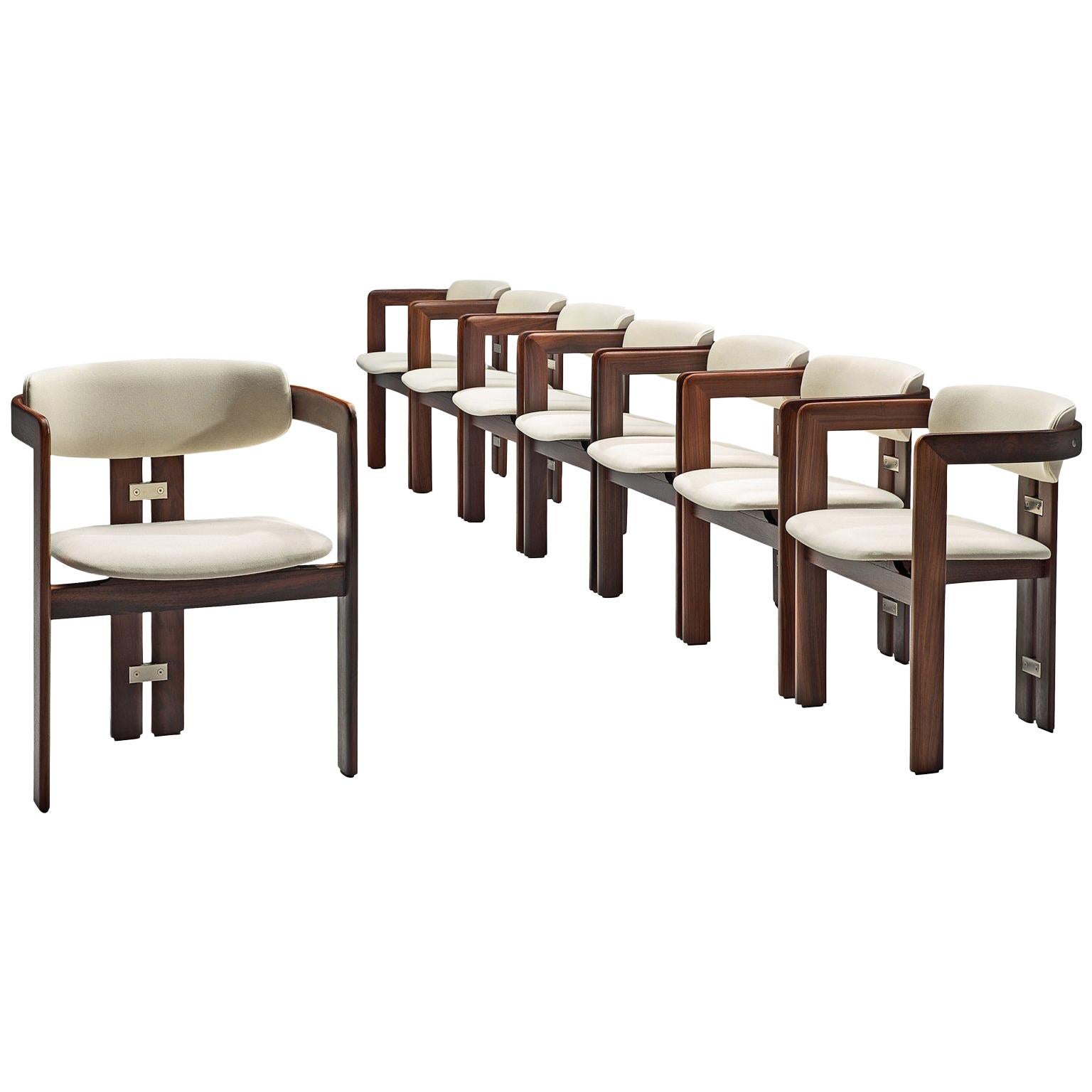 Augosto Savini Set of Eight Reupholstered 'Pamplona' Chairs with Rosewood Frame
