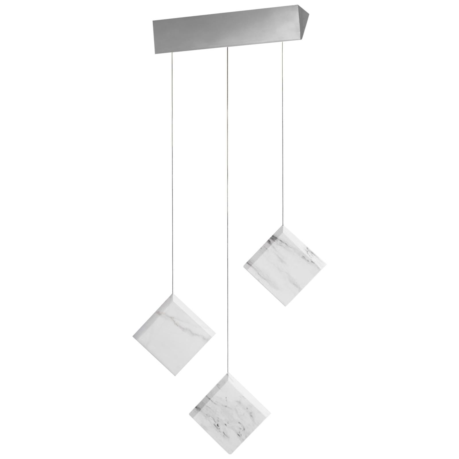 Marble Ceiling lamp "Werner Jr. Carrara" Satin Silver Mount in Stock For Sale